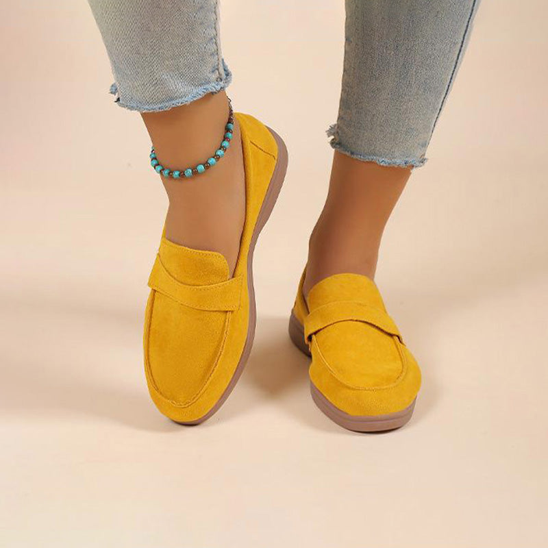 Damen Schlupfschuhe aus Wildleder mit runder Zehe Jully