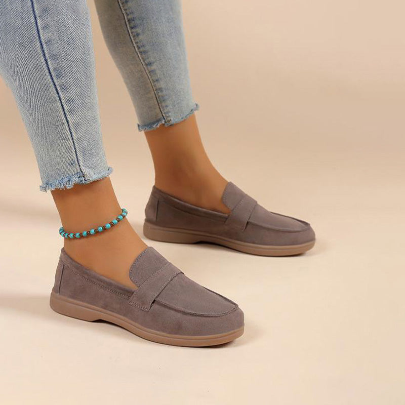 Damen Schlupfschuhe aus Wildleder mit runder Zehe Jully