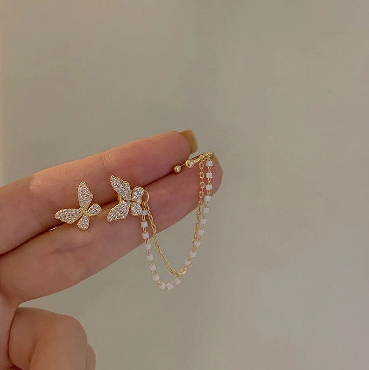 Damen Schmetterlingsohrringe mit Glaskristall Jully