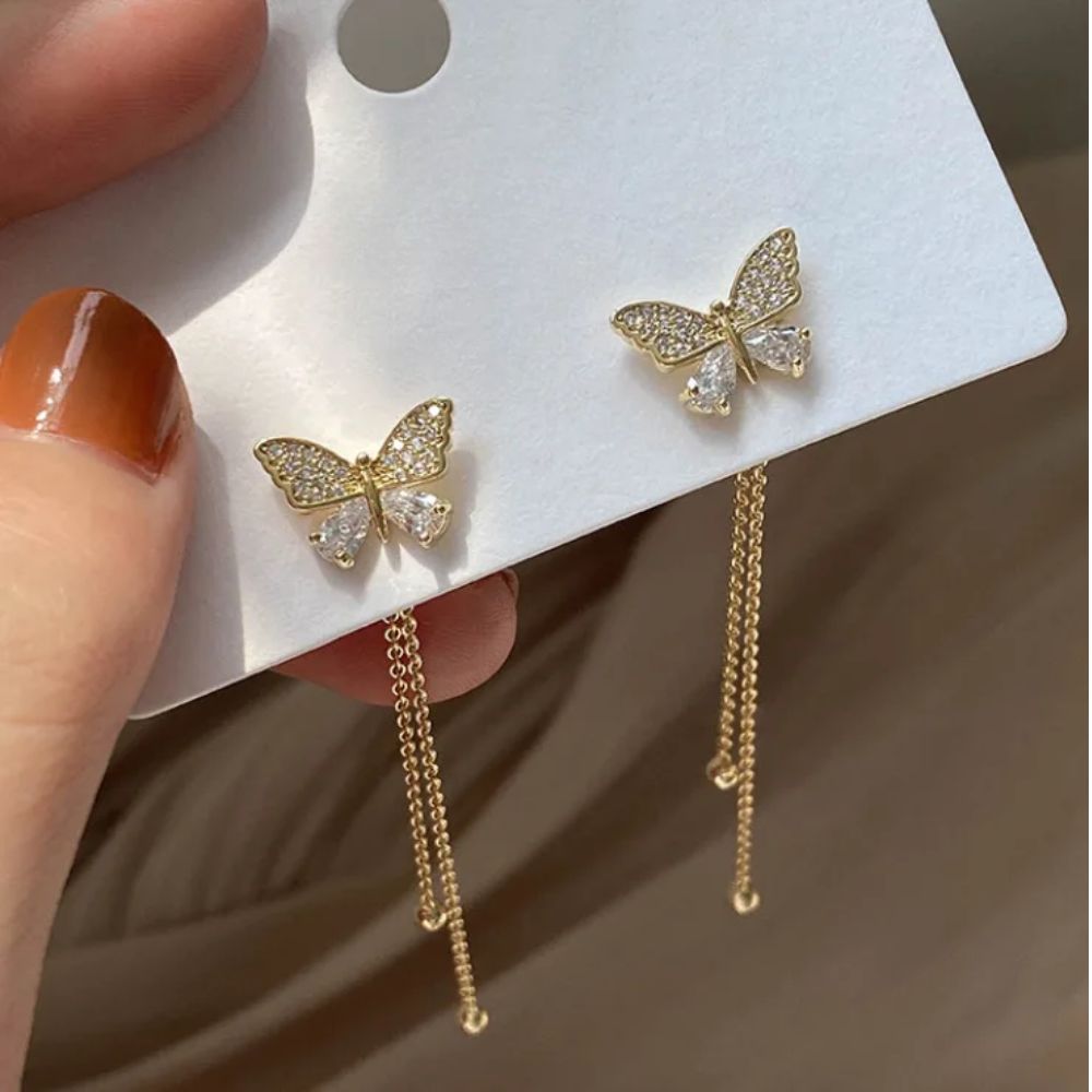 Damen Schmetterlingsohrringe mit Glaskristall Jully
