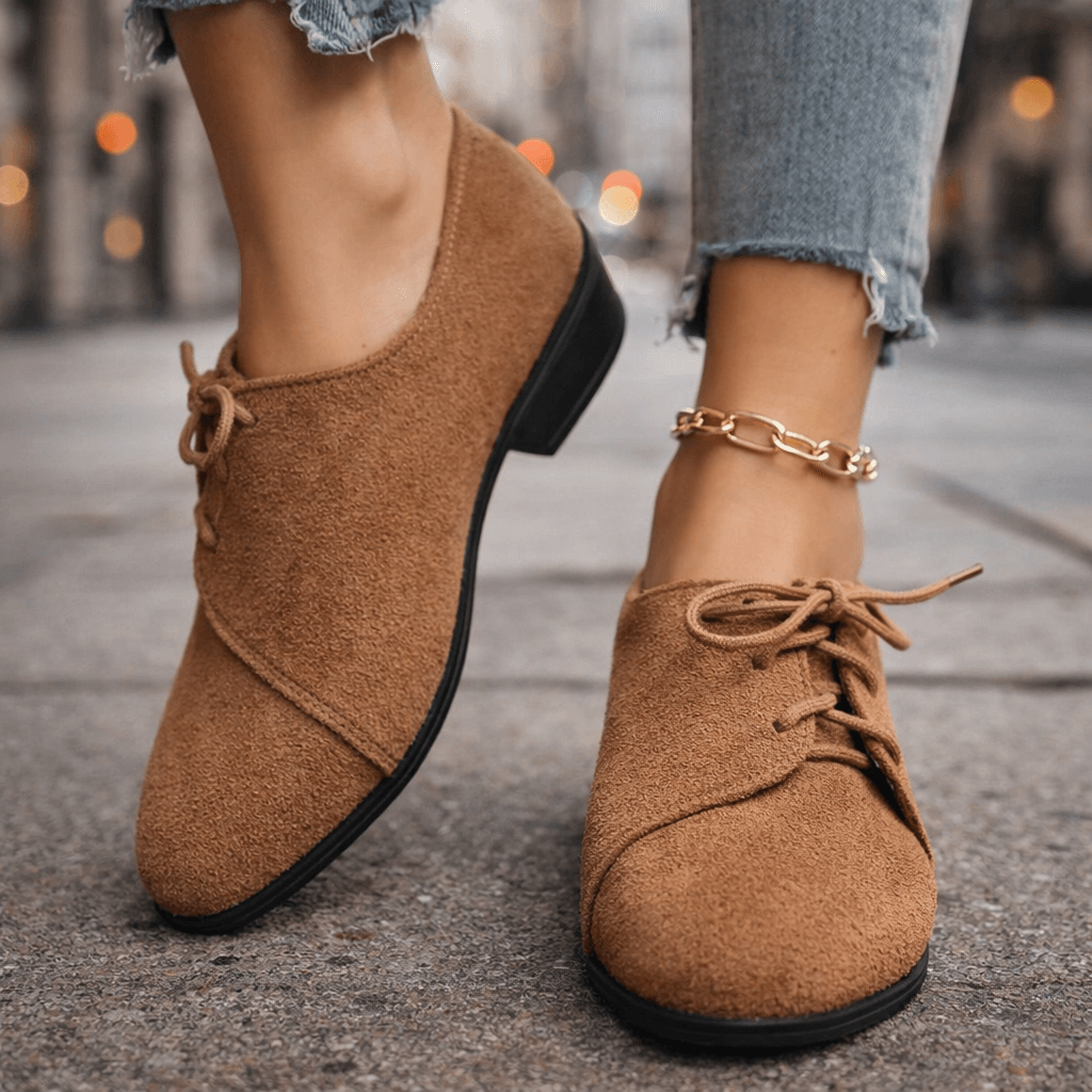 Damen Schnürschuhe aus Wildleder mit Blockabsatz Jully