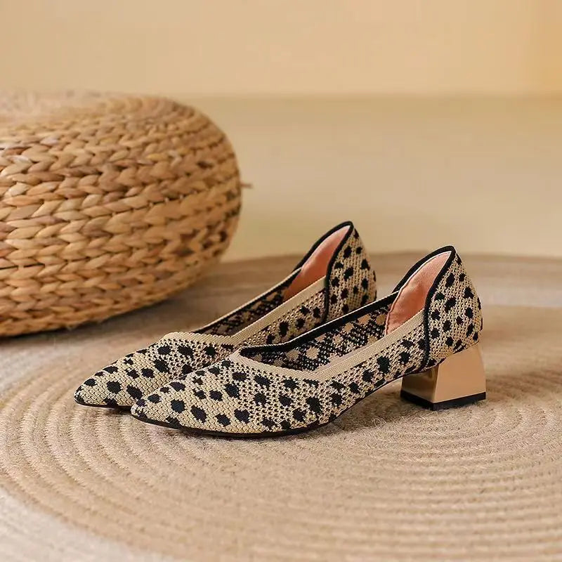 Damen Schuhe aus Baumwollstrick mit Blockabsatz Jully