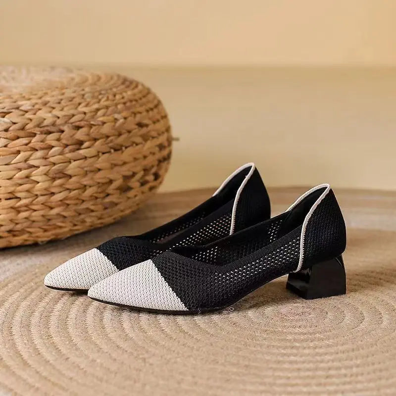 Damen Schuhe aus Baumwollstrick mit Blockabsatz Jully