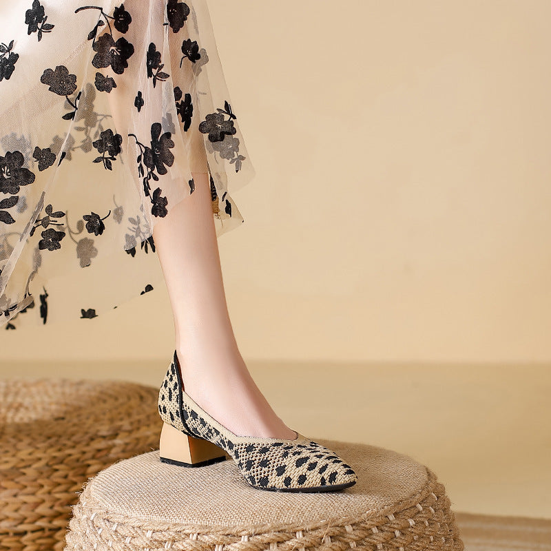 Damen Schuhe aus Baumwollstrick mit Blockabsatz Jully