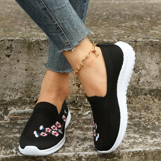 Damen Schuhe aus atmungsaktivem Netzgewebe mit Blumenstickerei Jully