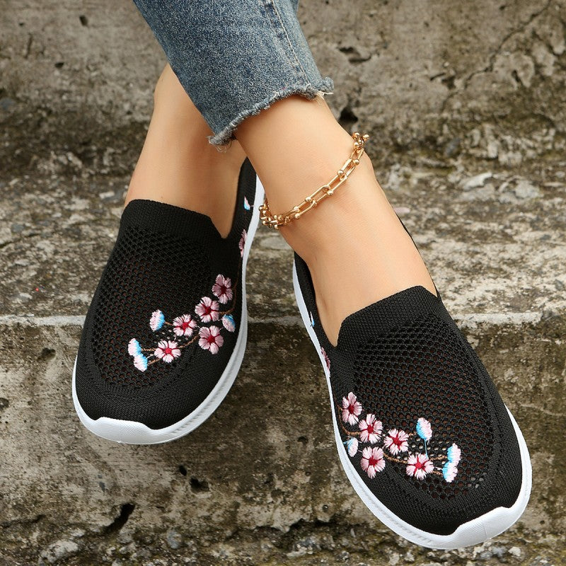 Damen Schuhe aus atmungsaktivem Netzgewebe mit Blumenstickerei Jully