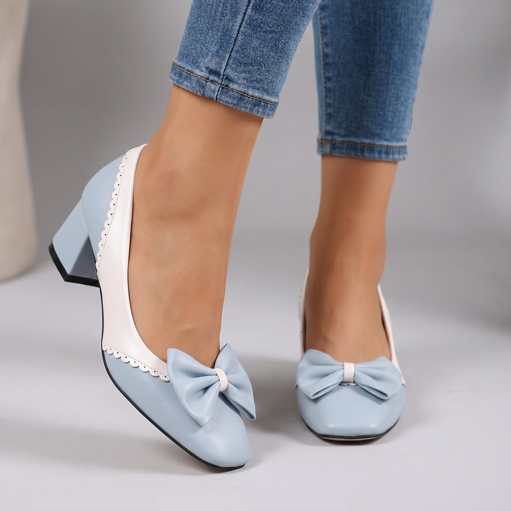 Damen Schuhe mit Blockabsatz und Schleifendetail Jully
