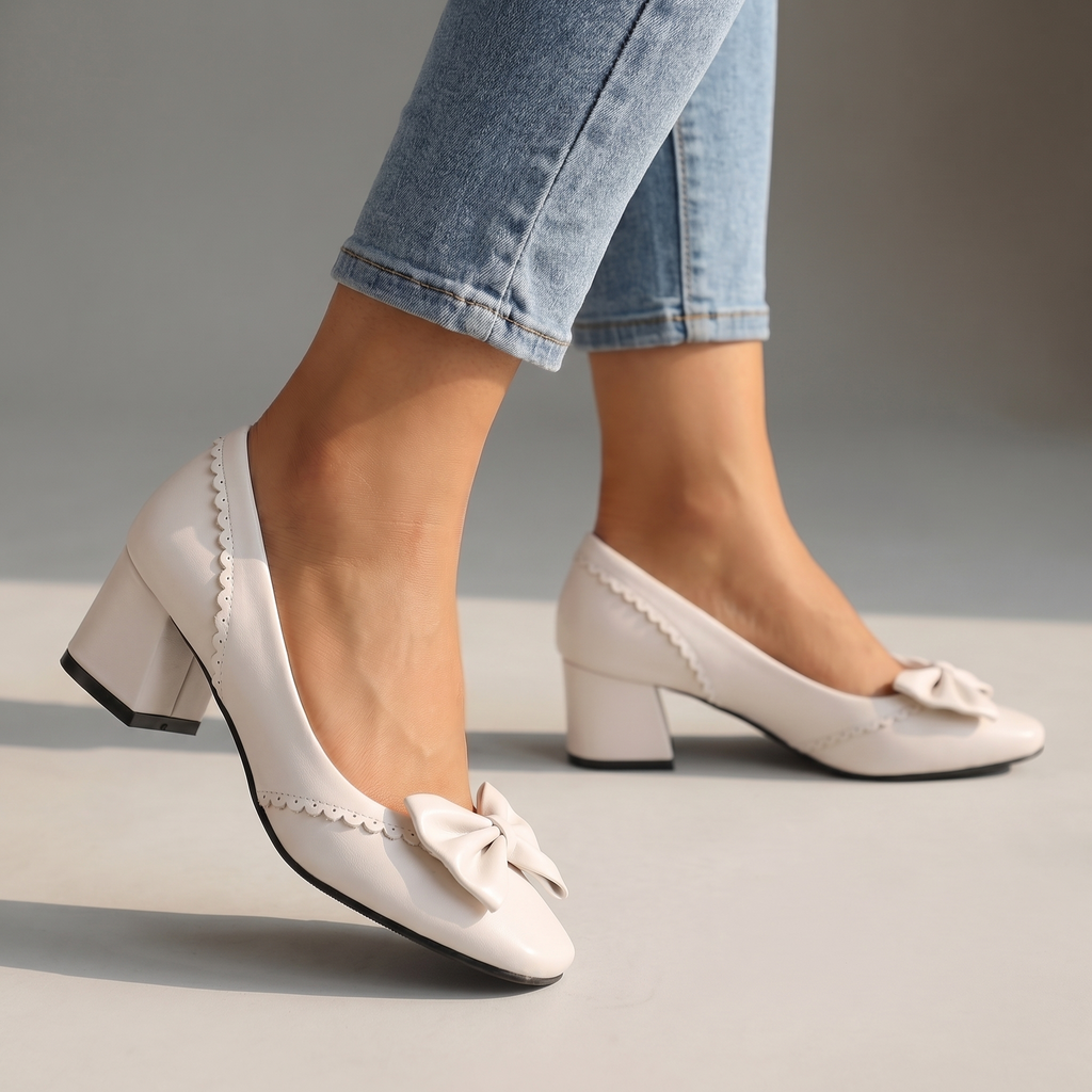 Damen Schuhe mit Blockabsatz und Schleifendetail Jully