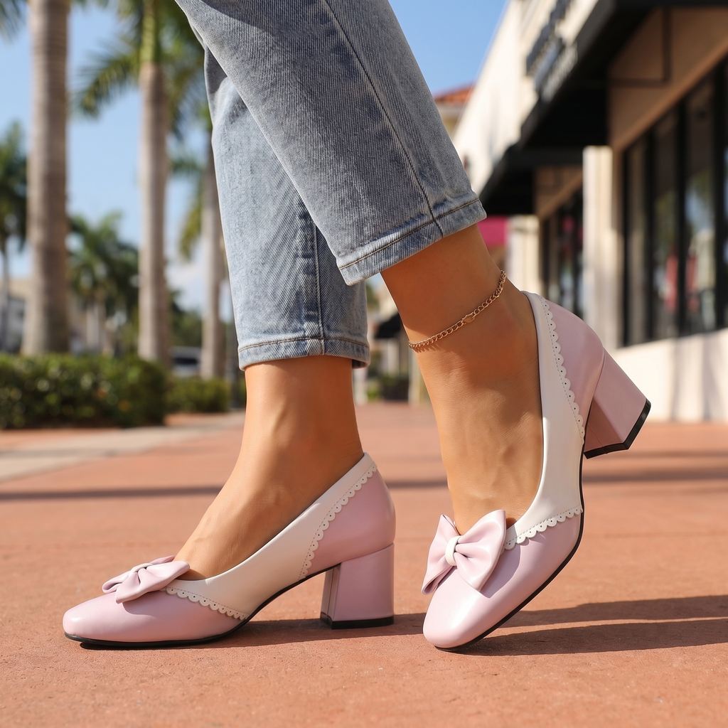 Damen Schuhe mit Blockabsatz und Schleifendetail Jully