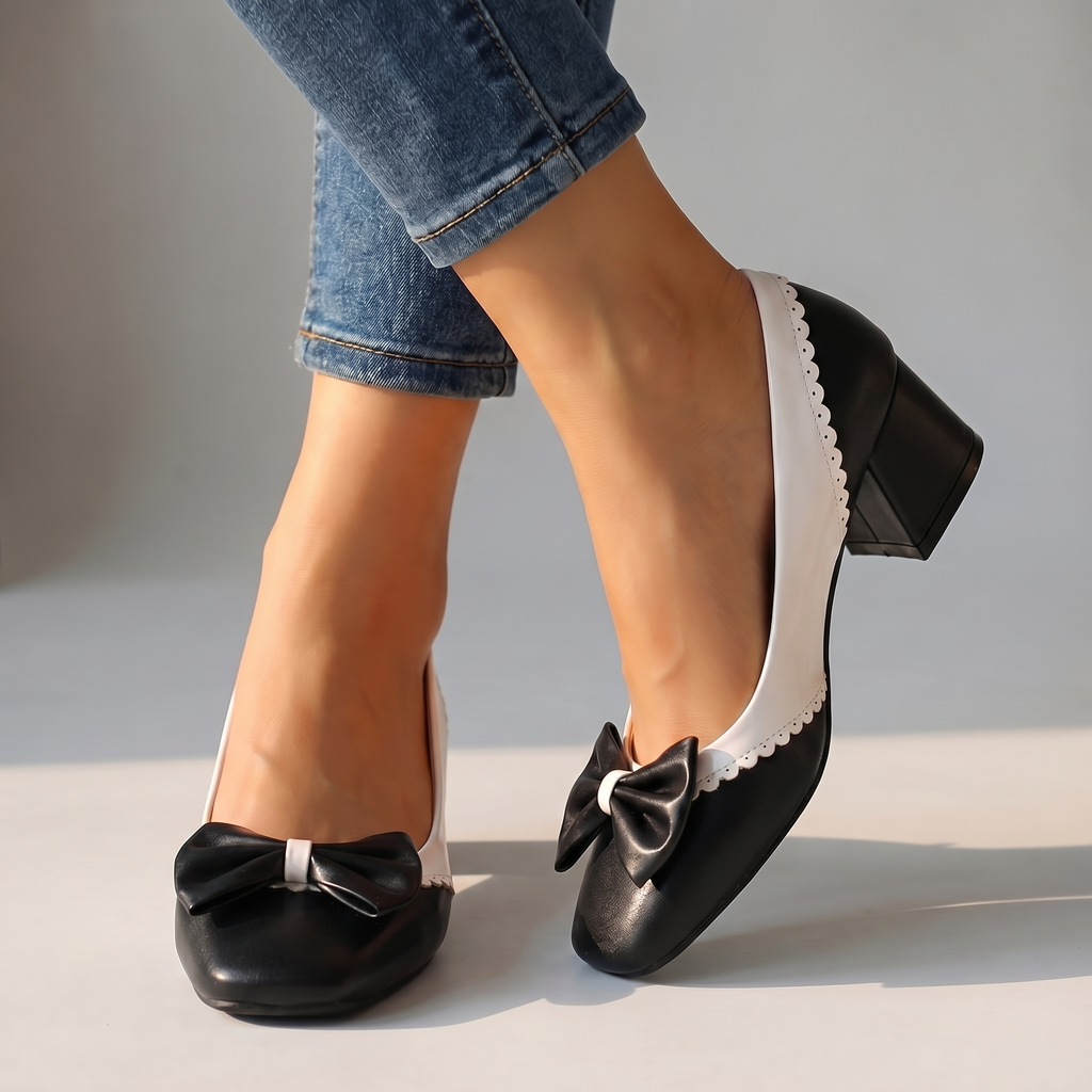 Damen Schuhe mit Blockabsatz und Schleifendetail Jully