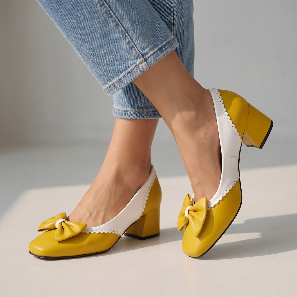 Damen Schuhe mit Blockabsatz und Schleifendetail Jully
