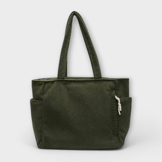 Damen Schultertasche aus Cord mit praktischen Fächern Jully