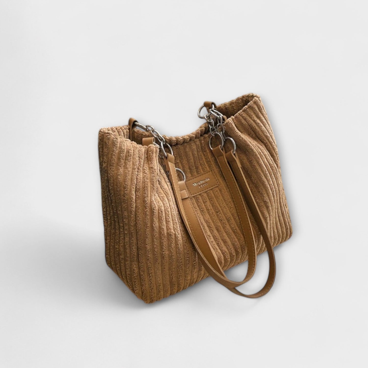 Damen Schultertasche aus weichem Cord in Khaki Jully