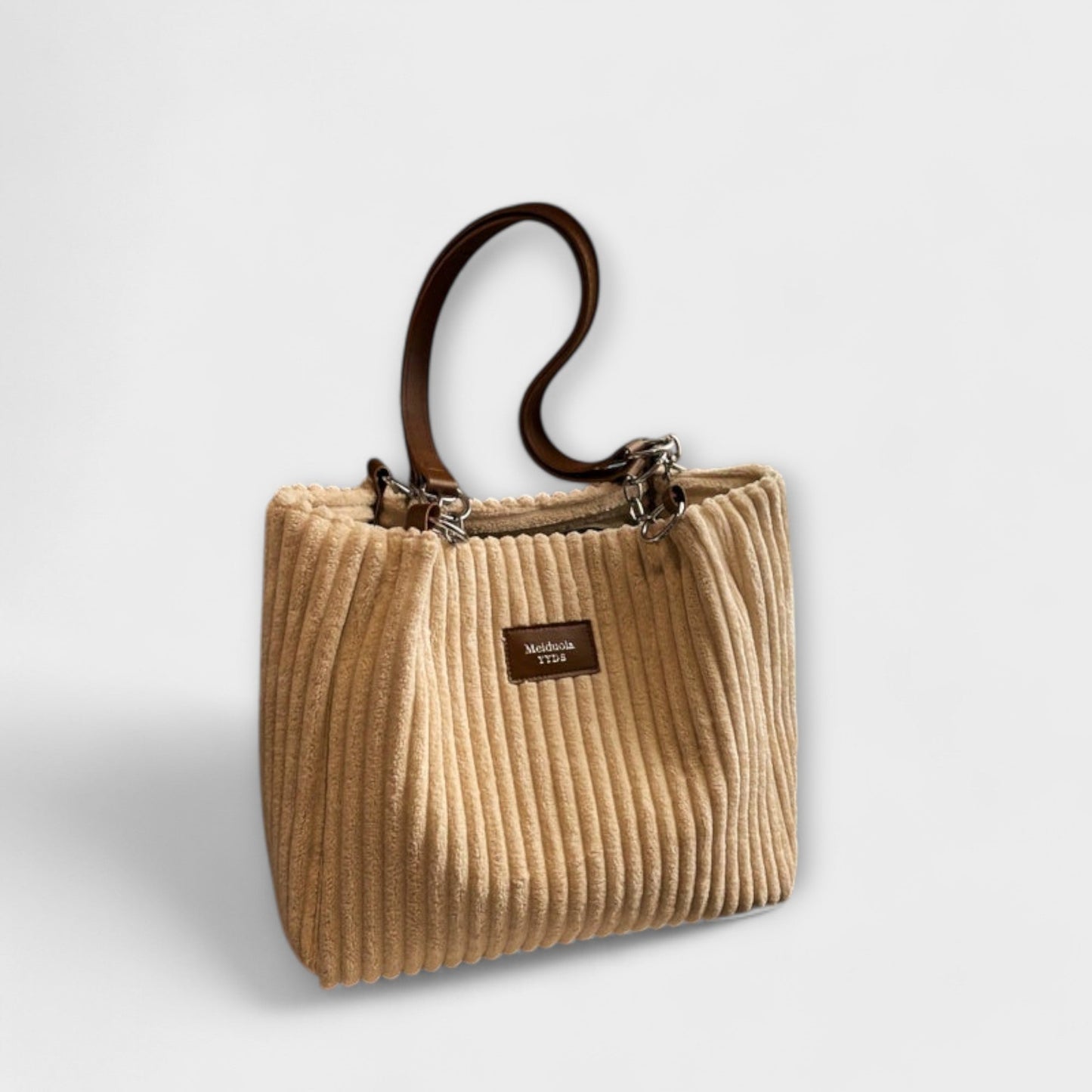 Damen Schultertasche aus weichem Cord in Khaki Jully