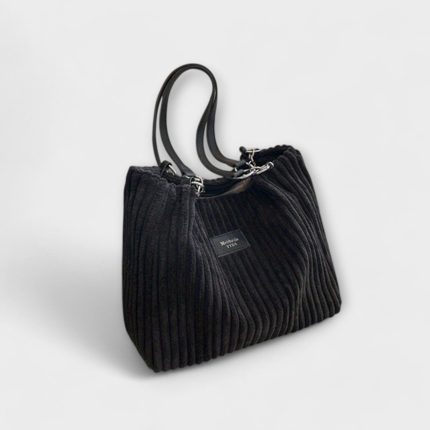 Damen Schultertasche aus weichem Cord in Khaki Jully