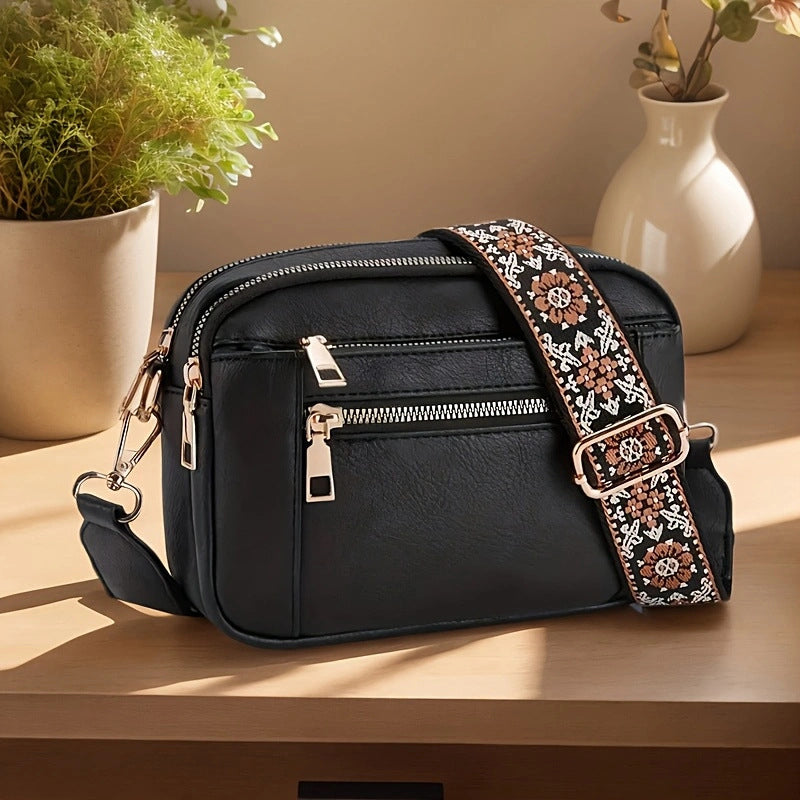 Damen Schultertasche im Bohème-Stil mit Reißverschluss Jully