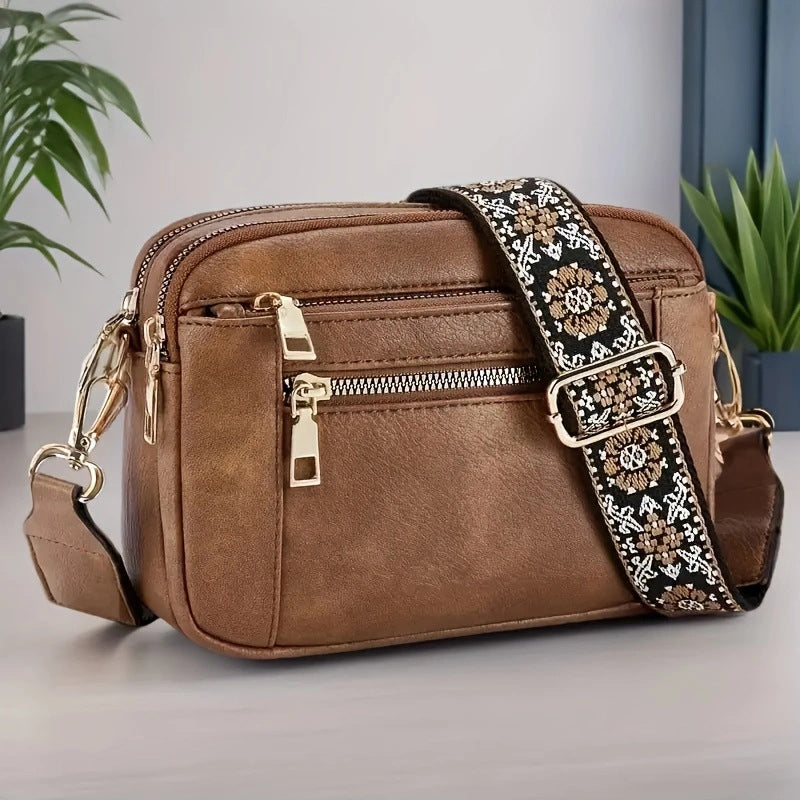 Damen Schultertasche im Bohème-Stil mit Reißverschluss Jully