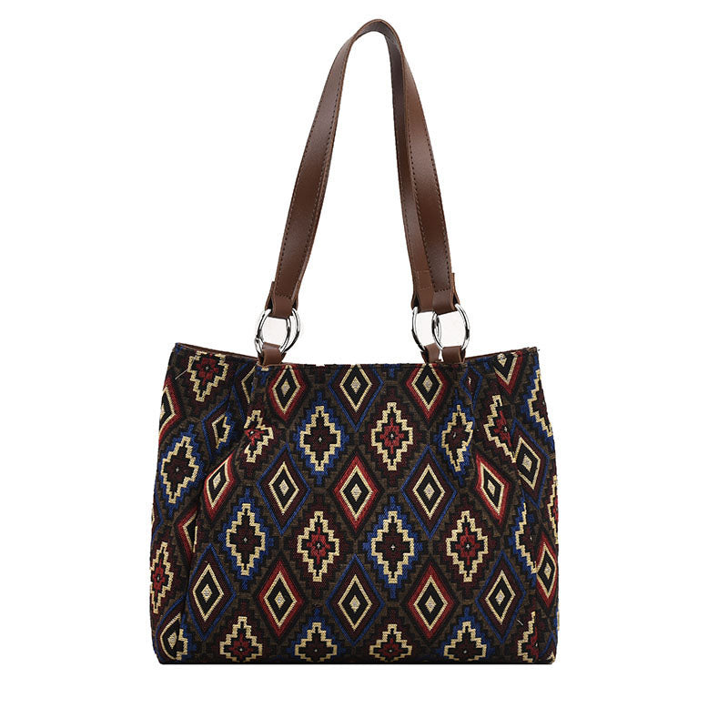 Damen Schultertasche im Ethno-Stil mit Reißverschluss Jully
