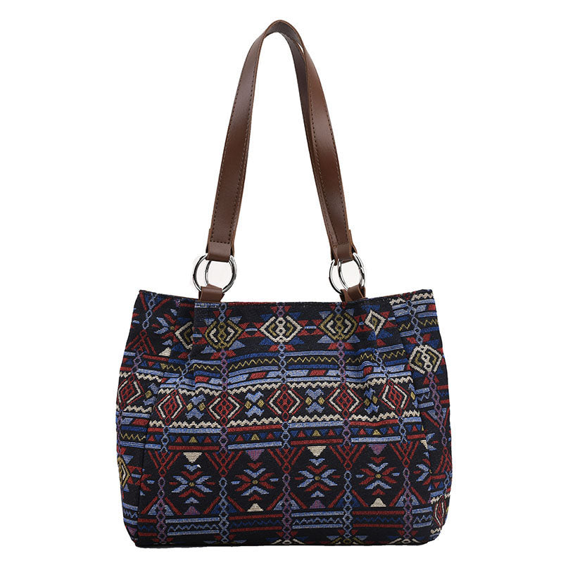 Damen Schultertasche im Ethno-Stil mit Reißverschluss Jully