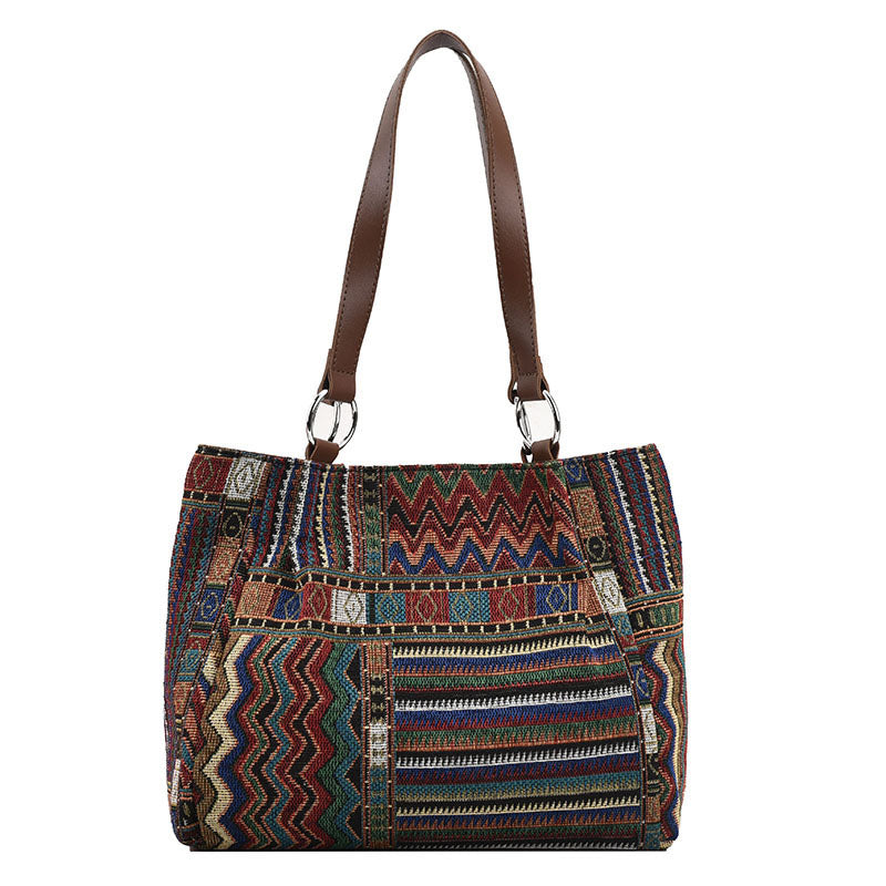 Damen Schultertasche im Ethno-Stil mit Reißverschluss Jully