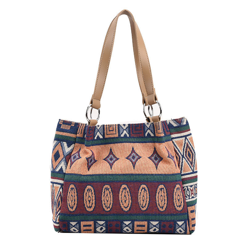 Damen Schultertasche im Ethno-Stil mit Reißverschluss Jully