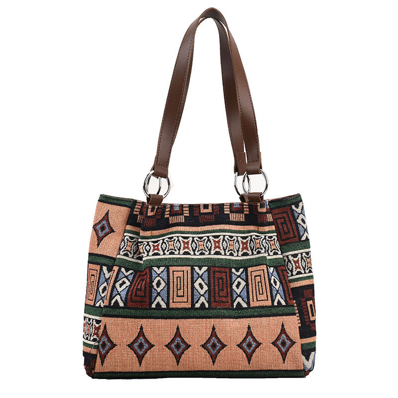 Damen Schultertasche im Ethno-Stil mit Reißverschluss Jully