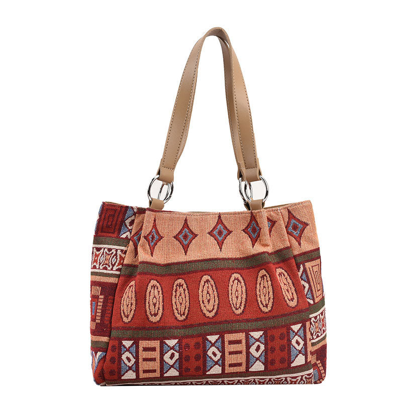 Damen Schultertasche im Ethno-Stil mit Reißverschluss Jully
