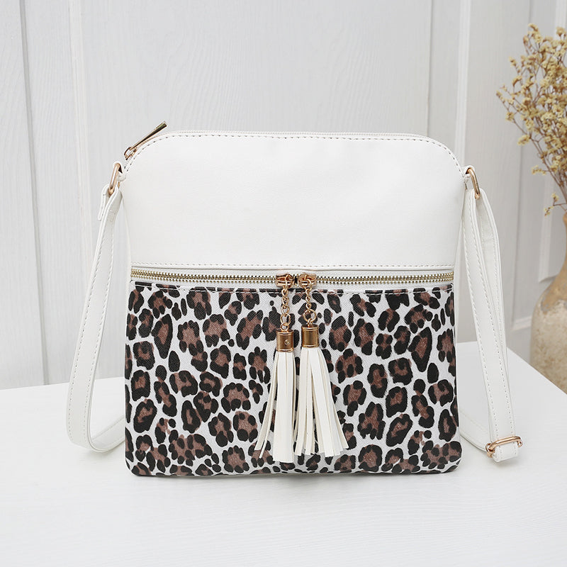 Damen Schultertasche mit Leopardenmuster und Quaste Jully