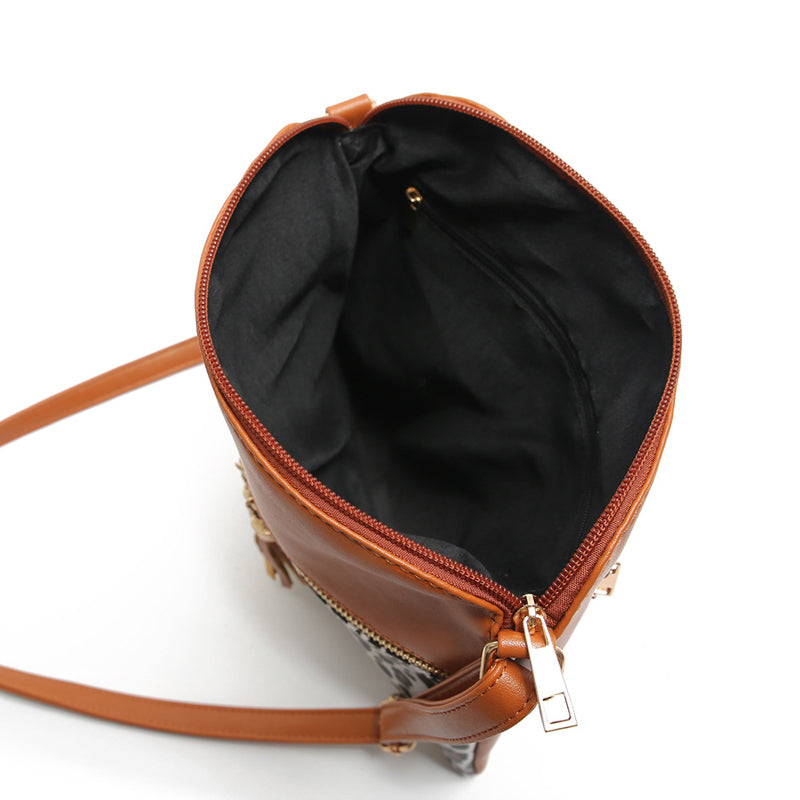 Damen Schultertasche mit Leopardenmuster und Quaste Jully