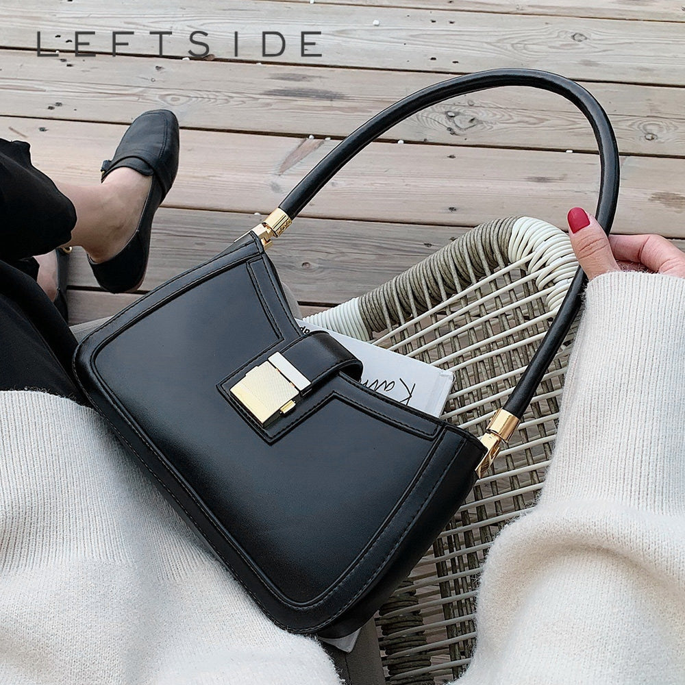 Damen Schultertasche mit Reißverschluss in Schwarz Jully