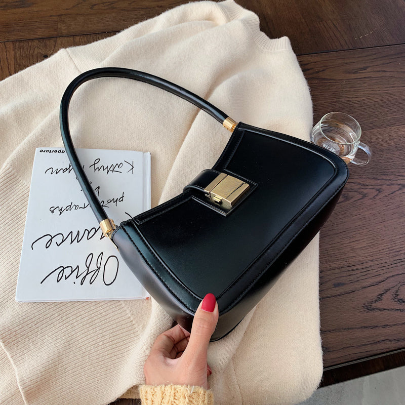 Damen Schultertasche mit Reißverschluss in Schwarz Jully