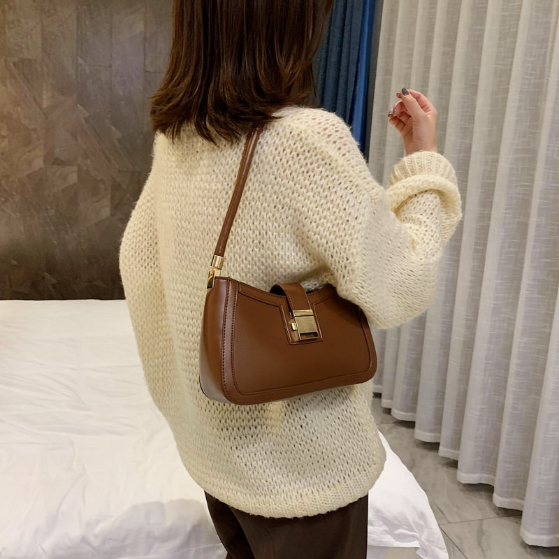 Damen Schultertasche mit Reißverschluss in Schwarz Jully