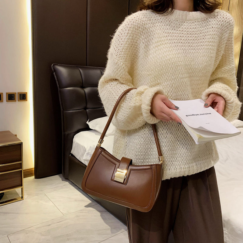 Damen Schultertasche mit Reißverschluss in Schwarz Jully