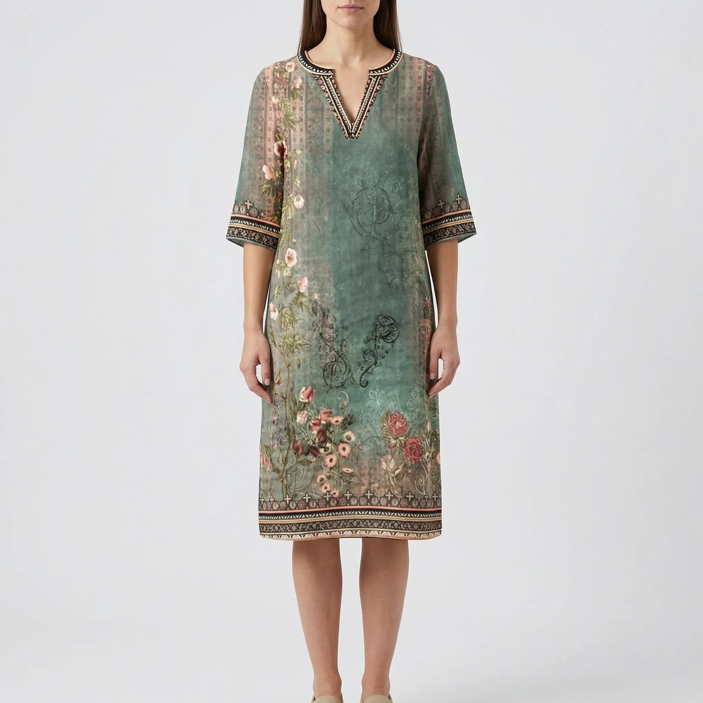 Damen Shift-Kleid mit botanischem Muster Jully