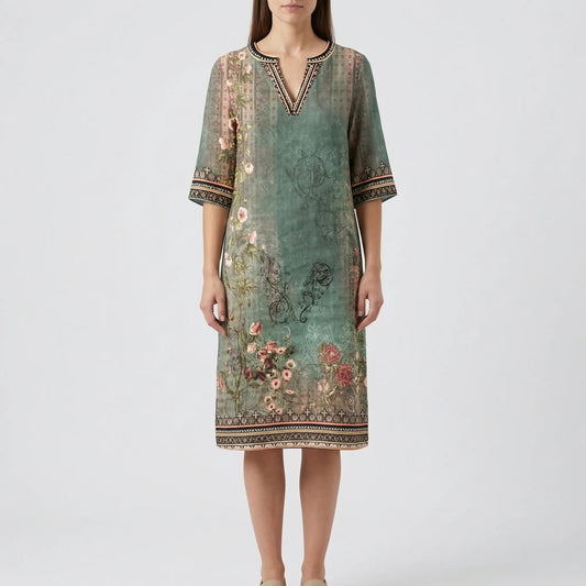 Damen Shift-Kleid mit botanischem Muster Jully