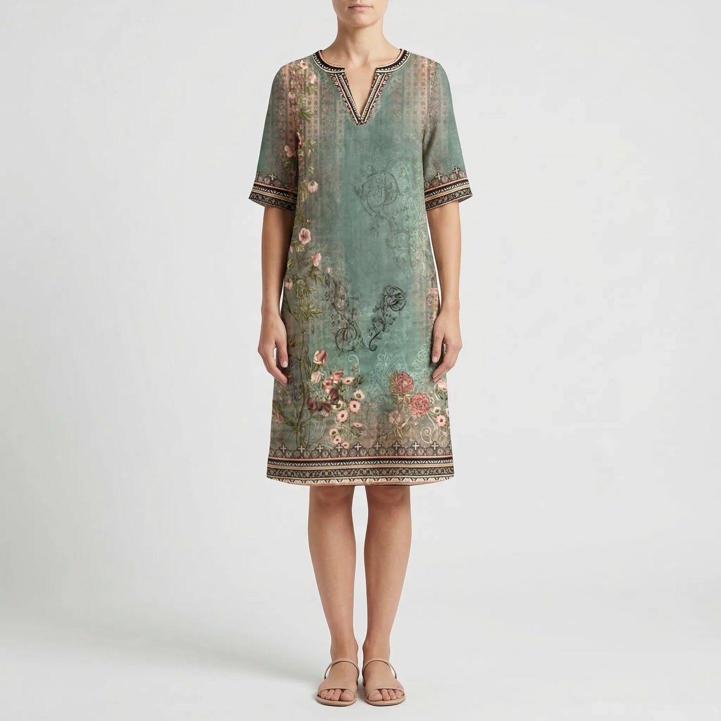 Damen Shift-Kleid mit botanischem Muster Jully