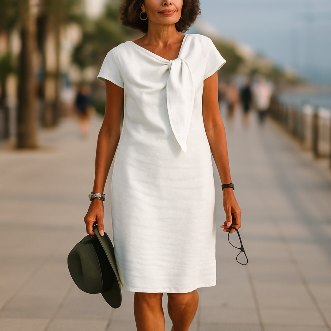 Damen Shiftkleid mit Schleifendetail in sanften Tönen Jully