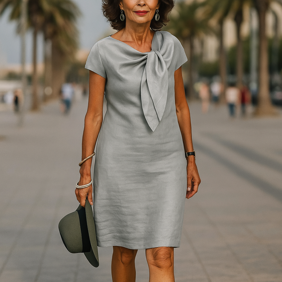 Damen Shiftkleid mit Schleifendetail in sanften Tönen Jully