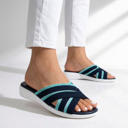 Damen Slide-Sandalen mit gewebtem Obermaterial Jully