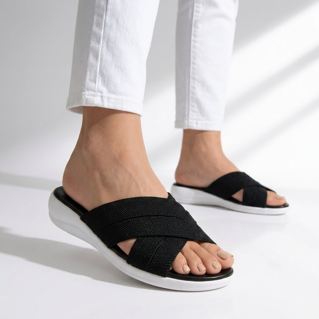Damen Slide-Sandalen mit gewebtem Obermaterial Jully