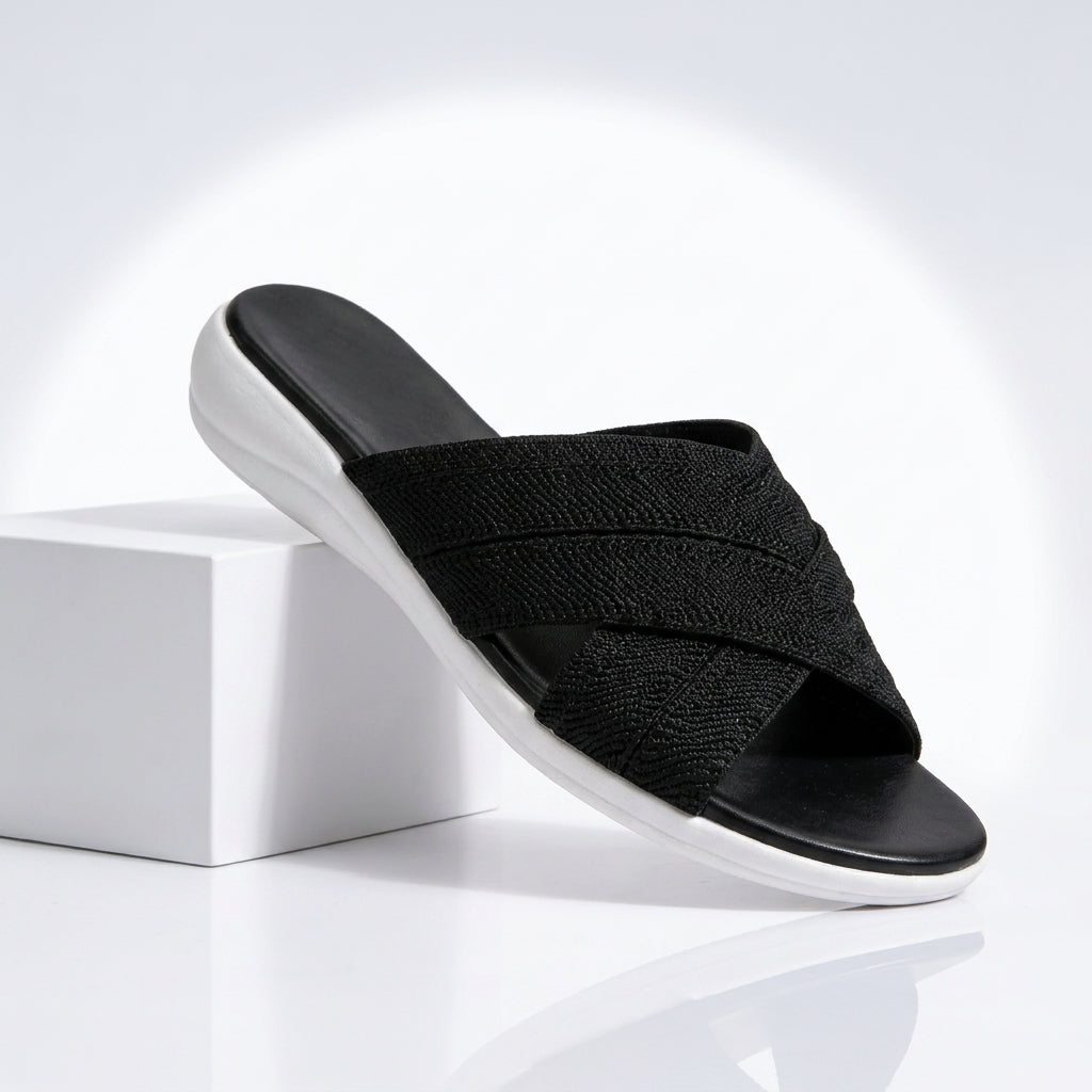 Damen Slide-Sandalen mit gewebtem Obermaterial Jully