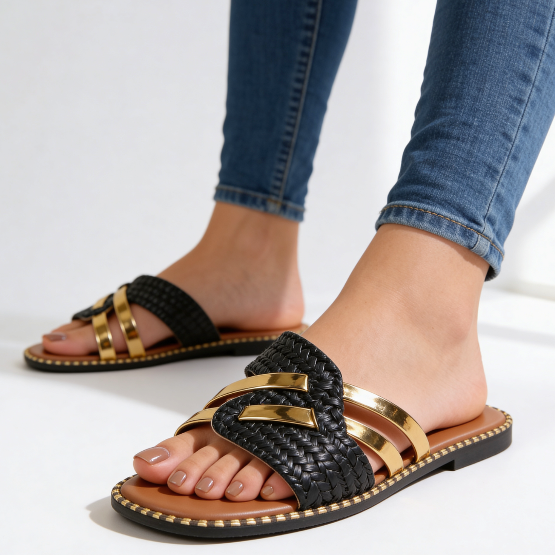 Damen Slides mit goldenen Akzenten Jully