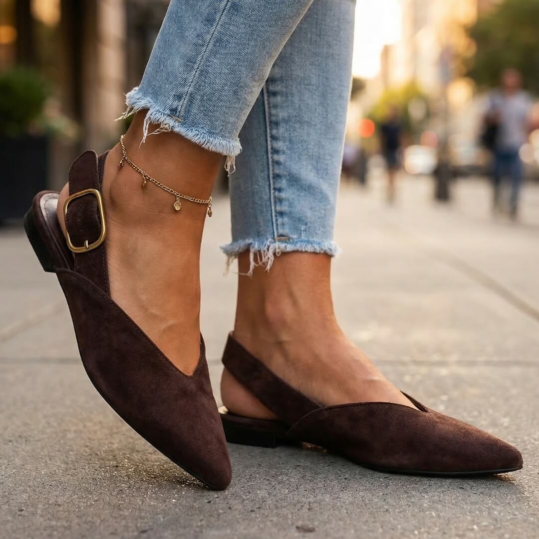 Damen Slingback-Flats aus Wildleder mit spitzer Zehenpartie Jully
