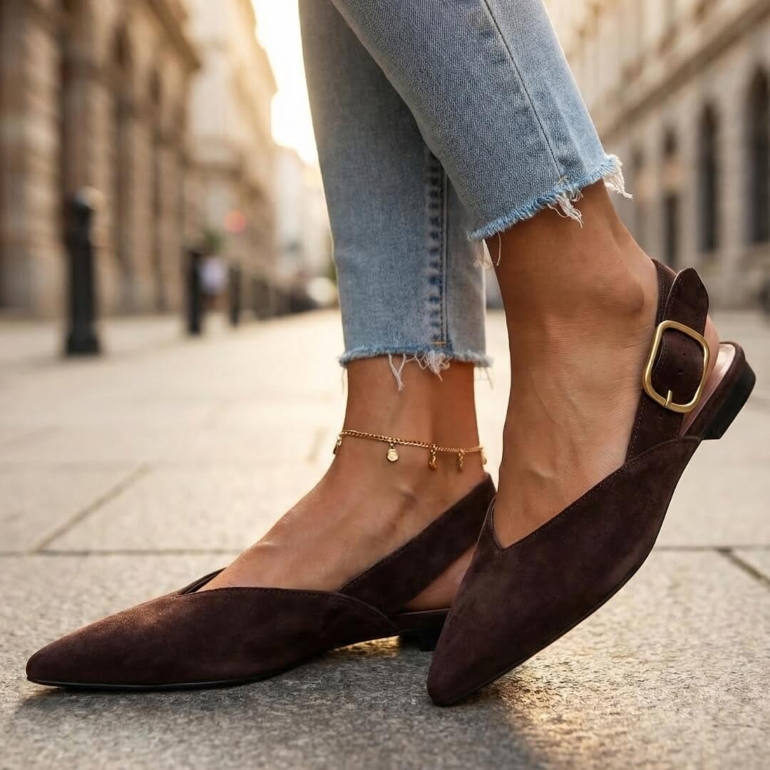 Damen Slingback-Flats aus Wildleder mit spitzer Zehenpartie Jully