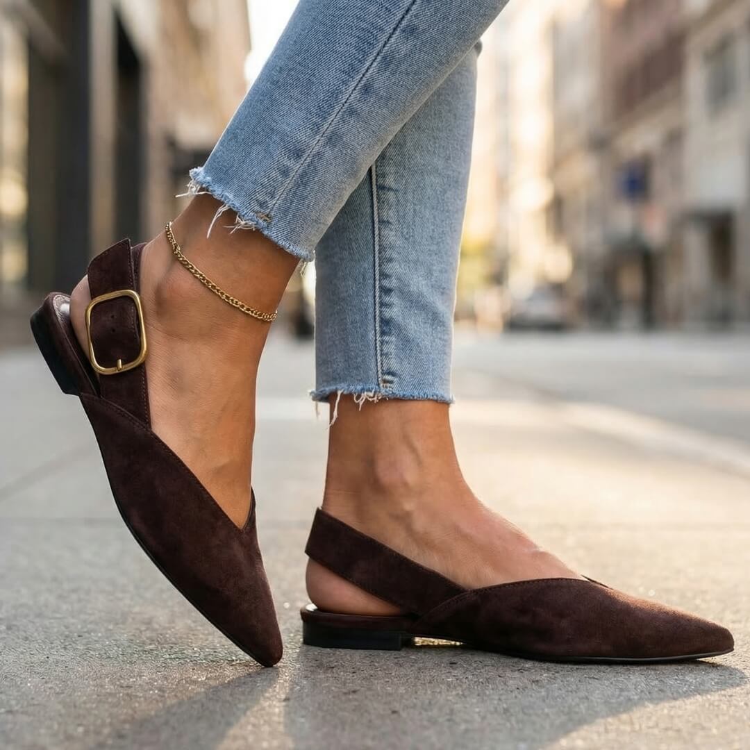 Damen Slingback-Flats aus Wildleder mit spitzer Zehenpartie Jully