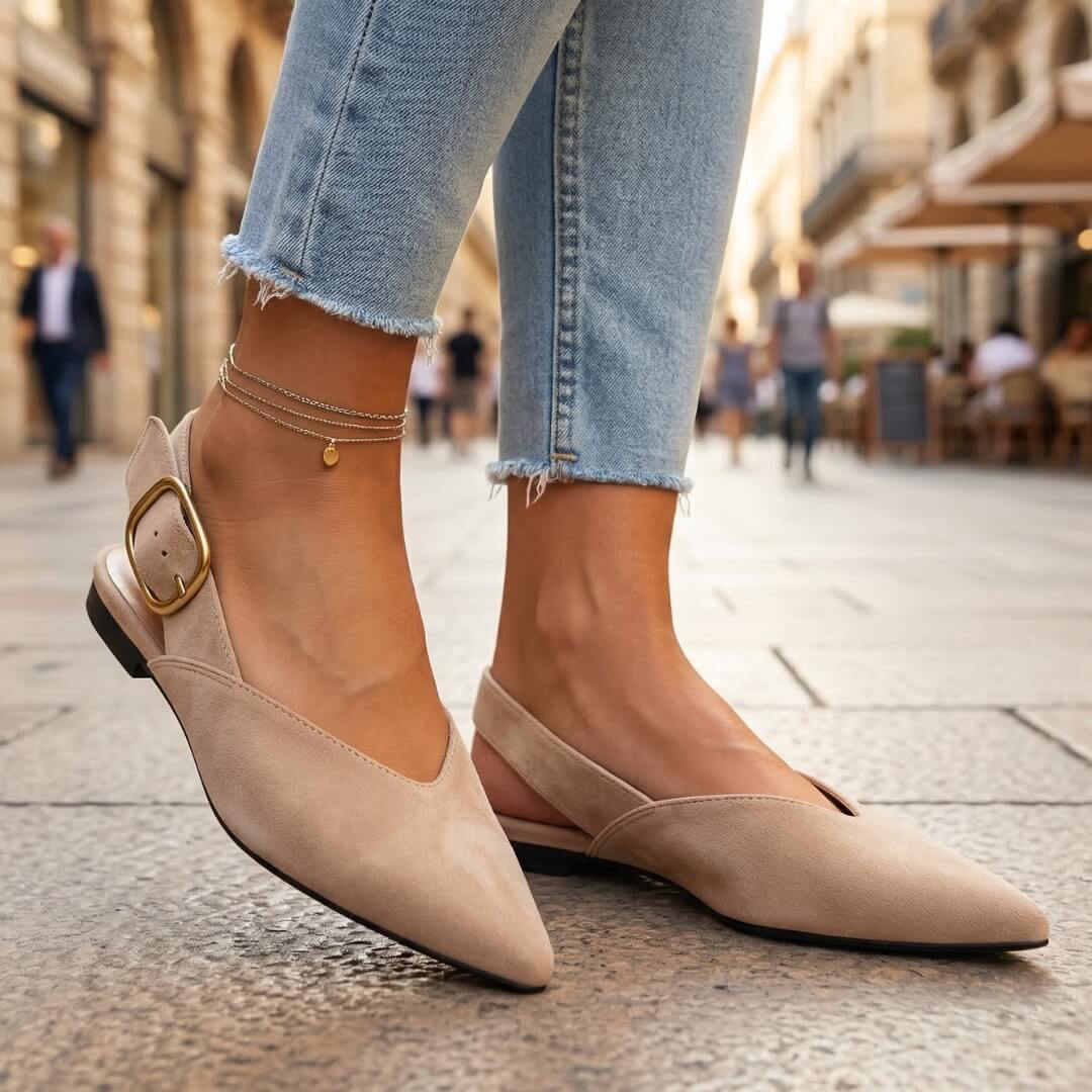 Damen Slingback-Flats aus Wildleder mit spitzer Zehenpartie Jully