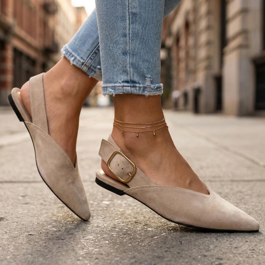 Damen Slingback-Flats aus Wildleder mit spitzer Zehenpartie Jully