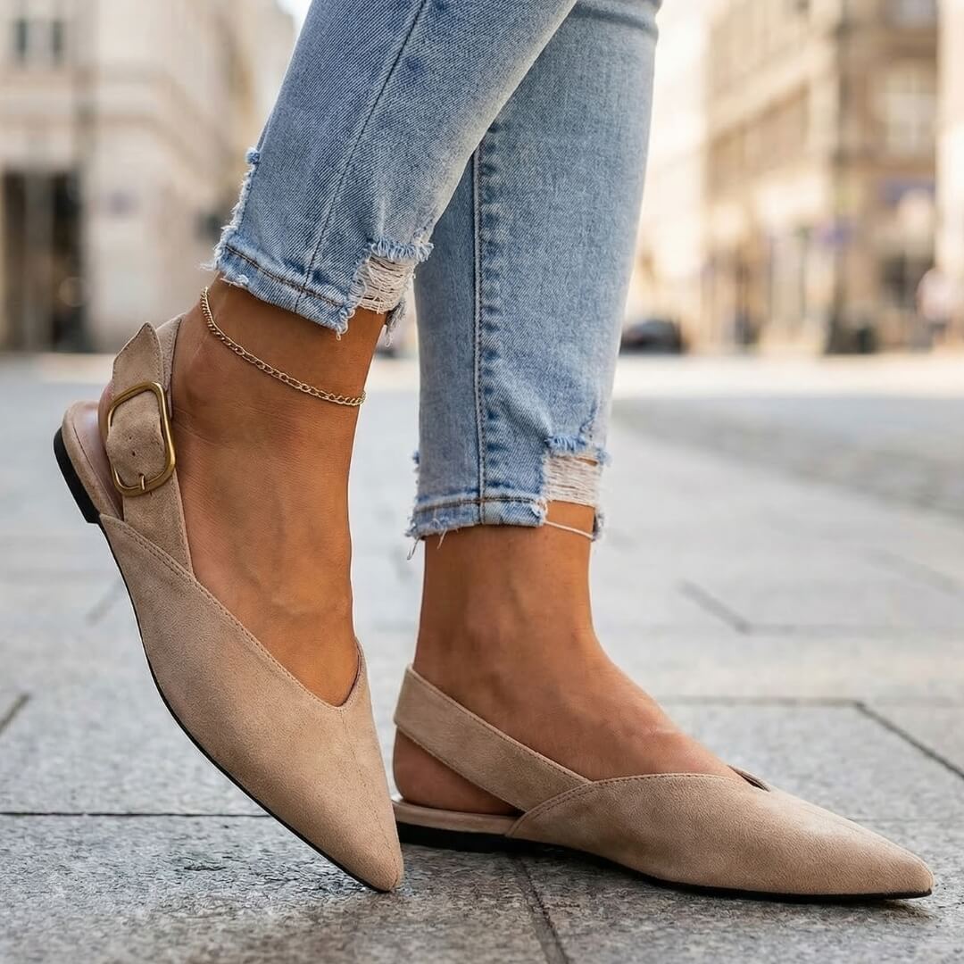 Damen Slingback-Flats aus Wildleder mit spitzer Zehenpartie Jully