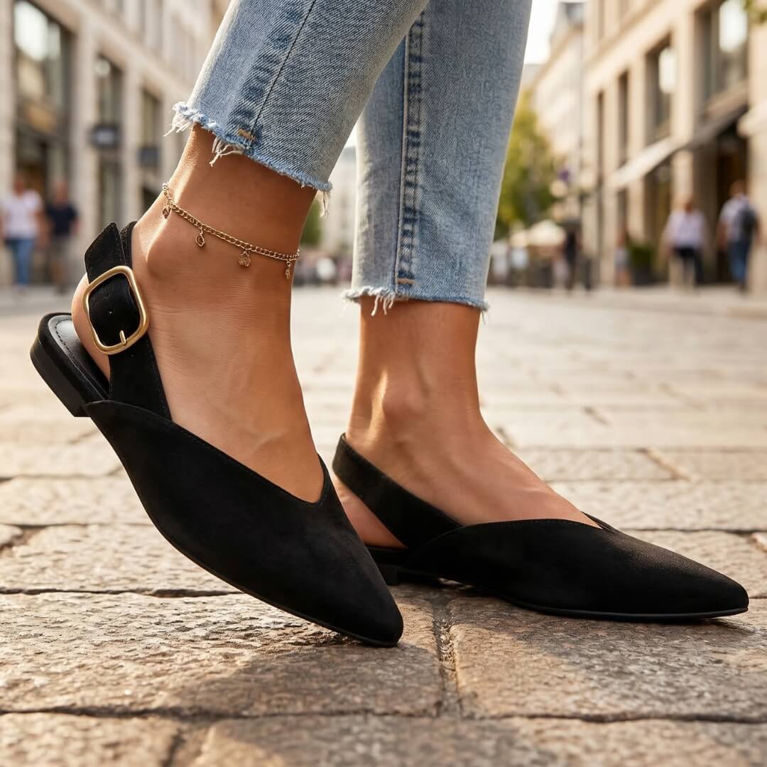Damen Slingback-Flats aus Wildleder mit spitzer Zehenpartie Jully