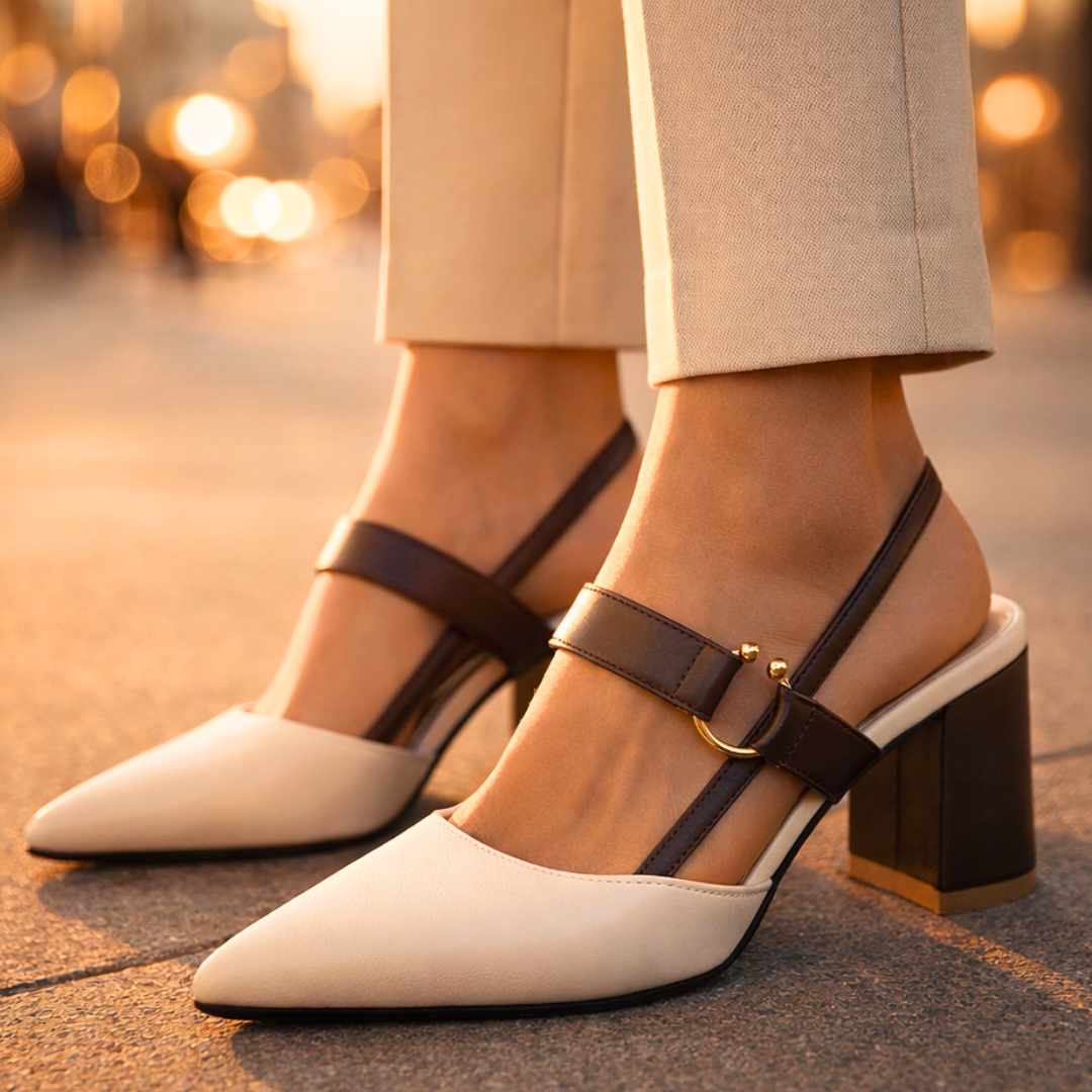 Damen Slingback-Heels aus Leder mit Blockabsatz Jully